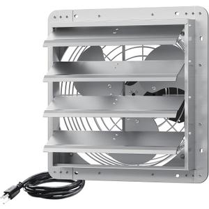 16 Inch Shutter Exhaust Fan, Aluminum Wall Mounted Exhaust Fan, 2060 CFM High Speed Automatic Shutter Attic Fan, Vent Fan For Greenhouse,Shed,Shop,Garage
