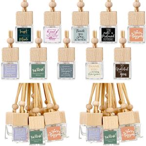 Havawish 50 Pcs Appreciation Gift Bulk for Teachers Empty Glass Essential Oil Diffuser Car Air Freshener Diffuser for Employee Staff Teachers Hanging Ornament Inspirational Team Thank You Gift