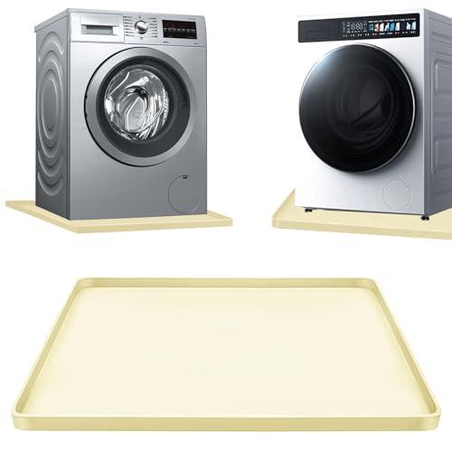 Washer Drain Pan 27×27inch Silicone Mat, Multi-function Non Slip Washer Drip Tray, With Raised Edge Washing Machine Silicone Mat, Soft Foldable Portable Waterproof Pad (White)