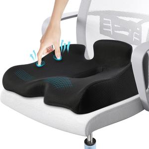 Benazcap X Large Memory Seat Cushion for Office Chair Pressure Relief Sciatica & Tailbone Pain Relief Memory Foam Firm Coccyx Pad for Long Sitting, for Office Chair, Gaming Chair and Car Seat Upgrade (19" x 17" x 6", Black)