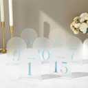 15 Pcs Frosted Arch Wedding Table Numbers with Stands 1-15, 5"x7" Acrylic Display Signs and Holders, Perfect for Centerpiece, Reception, Party, Anniversary, Banquet, Event (Dusty Blue)