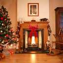 SIQITECHNO Metal Christmas Red Bow Wall Decoration Hanging Xmas Red Bow for Wreath Christmas Tree Topper Ornaments Outdoor Indoor Christmas Decorations for Party Front Door Porch Home