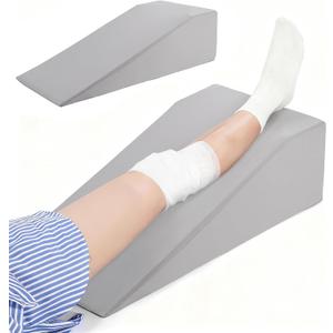 Leg Elevation Pillows for After Surgery, 7.8Inch Height Foam Leg Wedge Knee Surgery Recovery Equipment, Knee Replacement Recovery Aids for Ankle Pain Relief, Single Leg Support Wedge (Grey)