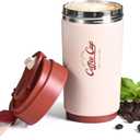 Insulated Travel Coffee Thermo, 316 Stainless Steel Coffee Tumbler with Lid, Double Wall Vacuum Insulated Travel Coffee Mug, Keeps Drinks Hot or Cold, Lightweight and Portable,15OZ (Red)