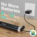 HAUSHOF Powerful Rechargeable Milk Frother Wand with Stand, Handheld Electric Foam Maker, Drink Mixer with 2 Detachable Stainless Steel Whisks 2 Speeds for Coffee Latte, Cappuccino, Matcha, Black