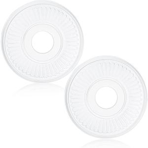 Liliful 2 Pieces PU Ceiling Medallion for Light Fixtures White Ceiling Light Decorative Fan Medallion Lighting Ceiling Ring Covers 13"OD x 3.5"ID Molded Round Ceiling Medallions for Chandeliers Home
