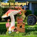 Solar Tiki Outdoor Statues: 8.3'' Funny Tiki Bar Decor with Solar Light Outside Decoration for Lawn Yard Patio Garden Gifts for Housewarming (Mushrooms)