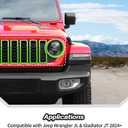 Grill Inserts for 2024 2025+ Jeep Wrangler JL Grille Cover & Headlight Cover Trim Accessories (Green)