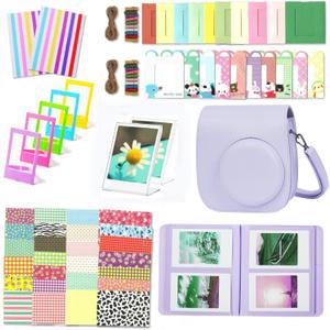Leebotree Instant Mini 12 Camera Accessories Compatible with Fujifilm Instax Mini 12 Camera Include Case/Album/Wall Hang Frames/Film Frames/Border Stickers/Corner Stickers (Lilac Purple)