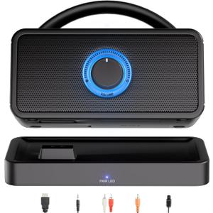 Wireless TV Speaker, Portable TV Audio Amplifier for Hard of Hearing with Loud Volume&Voice Clarifying Mode, Smart TV Speakers with AUX/Optical/HDMI Input, 20-Hour Playing, Easy Plug & Play