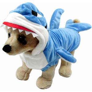 Mogoko Funny Dog Cat Shark Costumes, Pet Halloween Christmas Cosplay Dress, Adorable Blue Shark Pet Costume,Animal Fleece Hoodie Warm Outfits Clothes (L Size) (12.5"Neck Girth, 16.1"Chest)