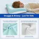 Toddler Pillow with Pillowcase, Breathable & Cozy Machine Washable Kids Pillow with Pillowcase, 21.6x13.8 Ergonomic Children Pillow for Boys and Girls Aged 6-12 (Blue, Height 3)