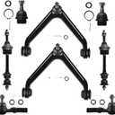 Front Upper Control Arm + Ball Joint Fit for Dodge Ram 1500 2WD 2002 2003 2004 K7424 + 2 Sway Bar + 2 Tie Rod End - 8 Set Suspension Kit