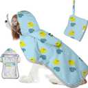 SlowTon Dog Raincoat, Adjustable Dog Rain Jacket Clear Hooded Double Layer, Waterproof Poncho with Reflective Strip Straps and Storage Pocket for Small Medium Large Dogs Puppies (DK L) (Duck Pattern)