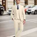 Mens Suit Slim Fit 3 Piece Double Breasted Suit Men Formal Tuxedo Set Casual Wedding Prom Groom Suits (XXXL)