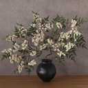 Juxdp 36" Artificial Nandina Berry Stem for Vase - 4 Pcs Realistic Faux Berry Spray, Fake Plant Branches with Stems for DIY Bouquet, Shower, Mantel, Home Decor (Cream)
