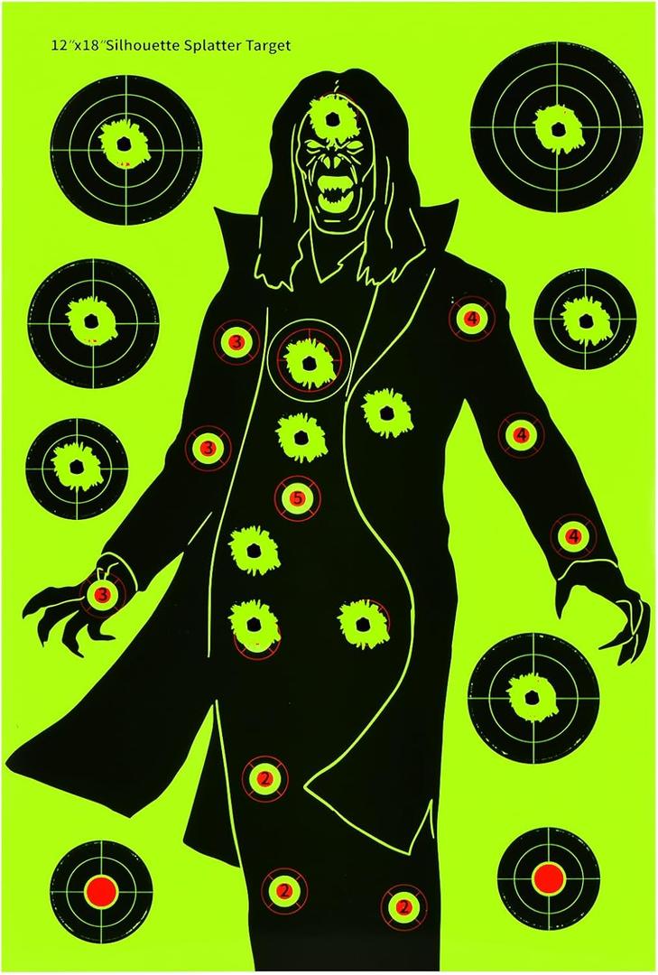 4 x Shooting Targets - 12x18 Inch Large Silhouette Paper Targets for Indoor/Outdoor Rifle, Pistol, Gun Practice