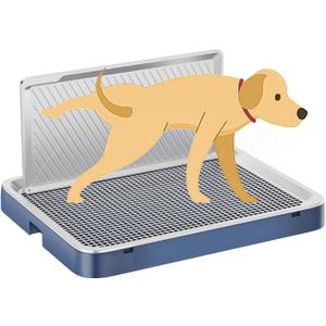 Indoor Dog Potty Tray with High Wall,25.59"X19.69" Pee Pad Holder,Dogs Litter Box,Mesh Training Toilet for Puppy and Small Size Dog,Housebreaking Supplies, Pet Products (Blue)
