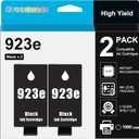 F FINDERS&CO 923e BK Black 923XL Ink Cartridges (with Chip) Compatible with HP 923 Ink Replacement for HP OfficeJet Pro 8120e 8122e 8130e 8125e 8135e 8138e 8139e Printer (2* BK)