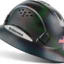 GREEN DEVIL Full Brim Hard Hat Vented Construction Safety Helmet OSHA Approved Cascos De Construccion ABS Work Hardhat for Men&Women 6 Point Adjustable Ratchet Suspension Custom Pattern Design (The Chameleon)