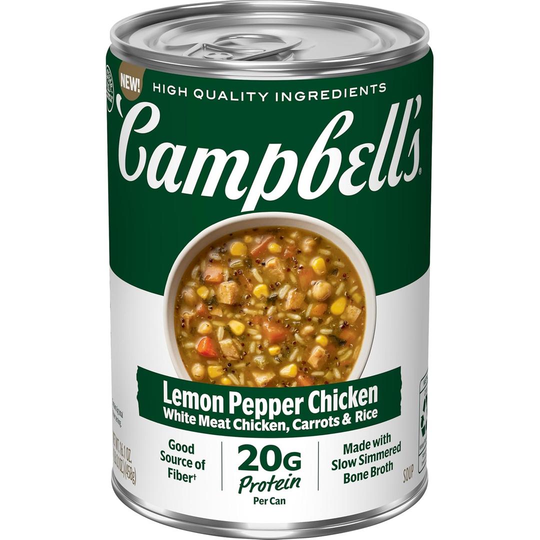 Campbell's Protein Lemon Pepper Chicken Soup, 16.1 oz (EXP 04/14/28)