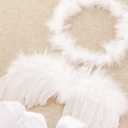 Nishine Baby Tulle Tutu Skirt Dress with Angel Wing Halo Outfit Sets Tutus Cosplay Photo Props (White)