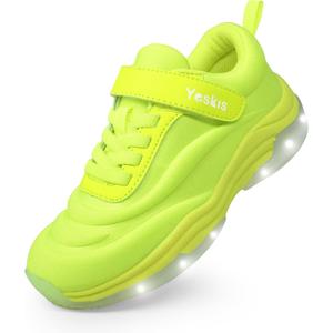 YESKIS Kids Light Up Sneakers for Boys Girls Running Tennis Shoes Lightweight Breathable Led Flashing Fizzzy Athletic Sport, Little Kid and Big Kid