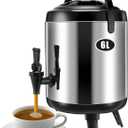 Insulated Drink Dispenser Stainless Steel Hot Water Beverage Dispenser Coffee Urns Hot and Cold Drink Holder with Pump Spigot for Party Tea, Milk, Water(1.59 Gallon/ 6 L)