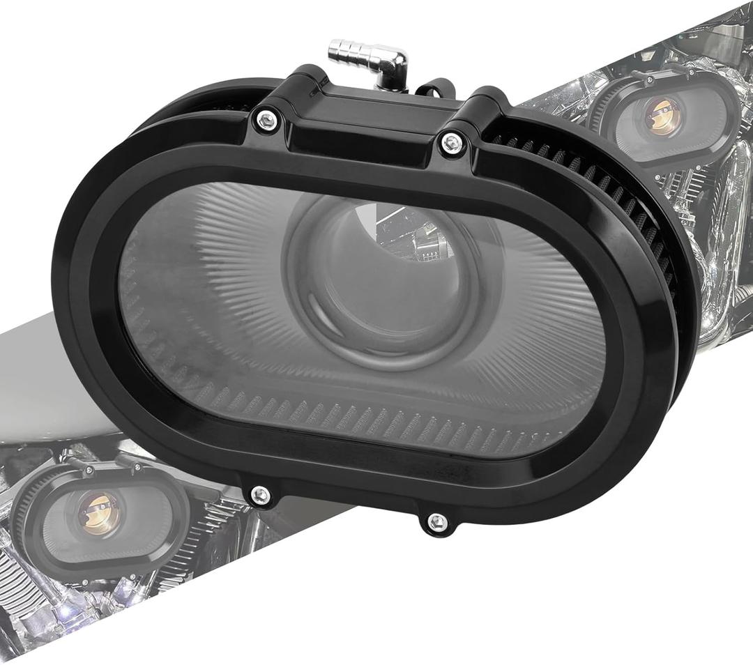 Oval Air Cleaner Intake Filter Kit Compatible with Harley Softail Breakout FXBR Fat Boy FLFB Street Bob FXBB Fat Boy Gray Ghost FLSTFI Heritage Classic FLHC Low Rider S FXLRS 2025 (Black)