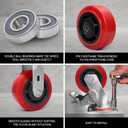 6 Inch Polyurethane Caster Wheels- Polyurethane on Polyolefin Core Wheel with Double Roller Bearing, Casters Set of 4 Heavy Duty with 4800 lbs Capacity, Use for Handling, Industrial Trolleys