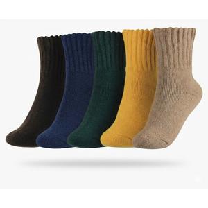 BenSorts Women's Winter Boots Socks Thick Warm Cozy Crew Socks Solid Color Gifts 5 Pack
