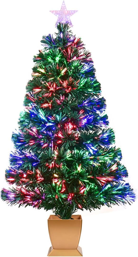 3ft Green Fiber Optic Christmas Tree,Pre-Lit Small Christmas Tree