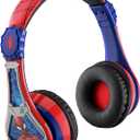 eKids Spiderman Wireless Bluetooth Portable Headphones with Microphone, Volume Reduced to Protect Hearing Rechargeable Battery, Adjustable Kids Headband for School Home or Travel