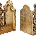Jemeni Cast Iron Cross Bookends, Set of 2 Catholic Book Ends, Antique Gold Finish