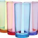 US Acrylic Classic Plastic Reusable Drinking Glasses (Set of 6) 24oz Iced Tea Cups Assorted Colors | BPA-Free Tumblers, Made in USA | Top-Rack Dishwasher Safe