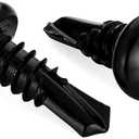 #6 X 1/2" Pan Head Self Drilling Screws, Phillips Drive Self Tapping Sheet Metal Tek Screws, Black Oxide 410 Stainless Steel, 100 PCS(2pack)