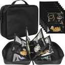 Travel Jewelry Organizer Case,Jewelry Bags Jewelry Storage Book Binder with Clear Zipper Velvet Pouch for Traveling,Earrings, Rings, Necklace, Bracelet (Black)