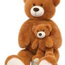 Muiteiur Giant 40" Teddy Bear - Cute Brown Stuffed Mom & Baby Bear Plush Toy - Great for Kids, Baby Showers, Parties (39 in, Brown-1)