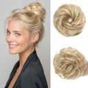 CJL HAIR Small Messy Bun Hair Pieces for Women Thin Hair Synthetic Curly Mini Scrunchies Hairpiece Updo with Elastic Band 2PCs Dirty Blonde