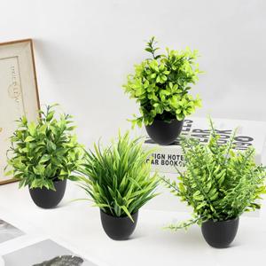 4 Pack Small Fake Plants Artificial Plants Indoor Office Desk Accessories for Aesthetic Room Decor Bathroom Decor
