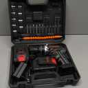 Cordless Drill Set with Brushless Motor, 2 x 2600mAh Batteries, LED Speed Control Compatibility with Wood, Aluminum & Steel Drilling (US Plug)