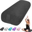 Yoga Bolster Pillow for Restorative & Yin Yoga - Meditation Pillow with Velvet Cover - Rectangular (27in /68cm, Black)