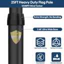 25FT Heavy Duty Flag Pole for Outside House,Black Aluminum 2.68" Bottom Tube Flag Pole with Solar Light,In Ground Flagpole for Yard,Commercial,Outdoor,100MPH Wind Tested