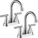 Cobbe Bathroom Faucets for Sink 3 Hole, 4 Inch with Pop Up Drain and 2 Supply Hoses, 2 Handle Centerset Bathroom Faucet for Sink Vanity, Chrome, 2 Pack