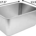 Kichwit Large Stainless Steel Cat Litter Box with High Sides, Metal Litter Pan for Cat, Non Stick Smooth Surface, Easy to Clean (17.5" L x 13.5" W x 7.9" H)