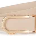 JASGOOD Women Leather Ratchet Belt for Jeans Pants Dresses Adjustable Belt with Automatic Sliding Buckle, Width 1.2" (Suit for Size 37"-42", 01 Style-shallow Khaki)