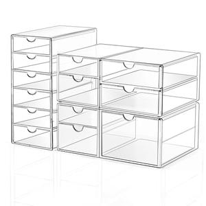 Makeup Drawer Storage Organizer with 13 Drawers, 2  Set Acrylic Office Desk Organization and Storage, Dustproof Drawer Organizer for Makeup, Office, Countertop, Jewelry, Pen, Desktop, Bathroom, Bedroom
