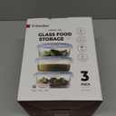 FineDine 6-Piece Superior Glass Food Storage Containers Set, 32oz Capacity - Newly Innovated Hinged Locking lids - 100% Leakproof Glass Meal-Prep Containers, Freezer-to-Oven-Safe (Blue)