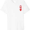 Queen of Hearts King of Hearts Couple Valentine Day Matching Premium T-Shirt (White, Medium)