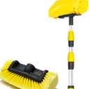 Anyyion 11 Foot Car Wash Brush with Long Handle, Telescopic Flow Through Car Washing Brush Soft Bristles wash Car, RV, Boat, Solar Panel, Deck, Floor, Swimming Pool (Yellow)